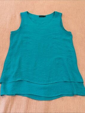 Layered Sleeveless Tank Top / blouse in Teal